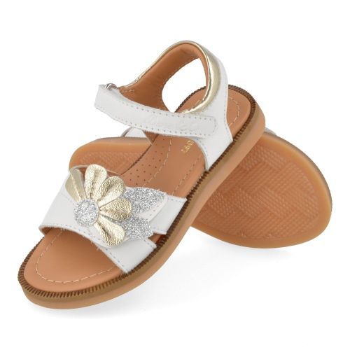 Bana&co sandalen wit Meisjes ( - witte sandaal met gouden bloem225132086) - Junior Steps