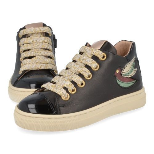 Bana&co sneakers Zwart Meisjes ( - zwarte sneaker met vogeltje22232031) - Junior Steps