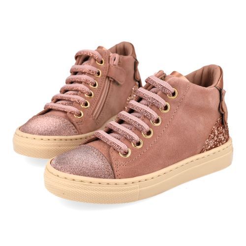 Banaline sneakers roze Meisjes (sneakers roze suède met glitter strik - 36222051) - Junior Steps