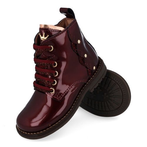 Banaline veterboot bordeaux Meisjes (veterboots bordeaux lakleder - 36222010) - Junior Steps