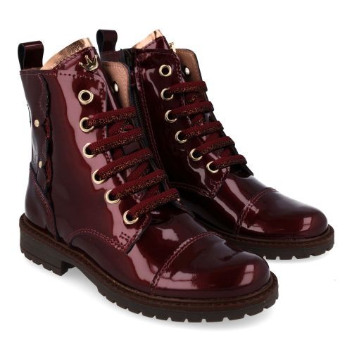 Banaline veterboot bordeaux Meisjes (veterboots bordeaux lakleder - 36222014) - Junior Steps