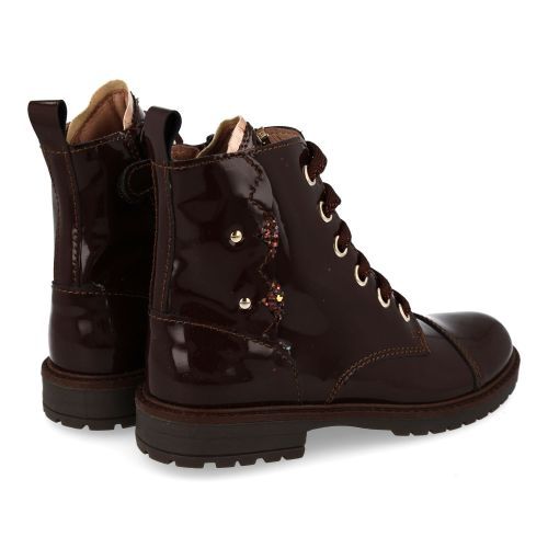 Banaline veterboot donkerbruin Meisjes (veterboots bruinbrons lakleder - 36222014) - Junior Steps