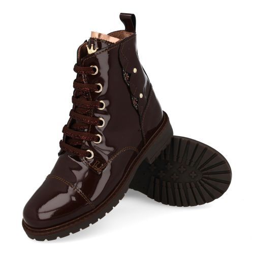 Banaline veterboot donkerbruin Meisjes (veterboots bruinbrons lakleder - 36222014) - Junior Steps