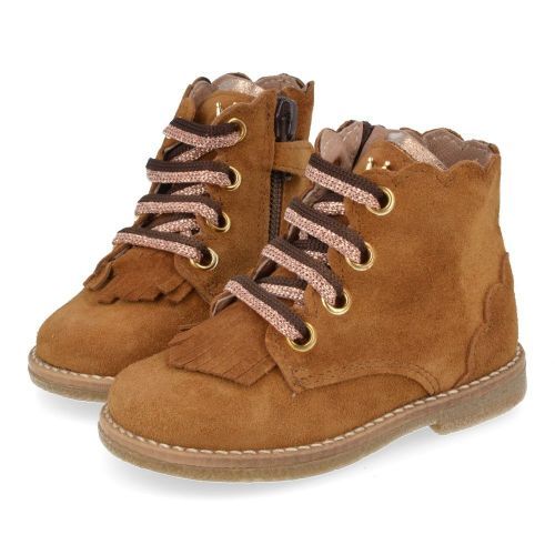 Banaline veterboot cognac Meisjes (veterboots cognac suède - 25222026) - Junior Steps