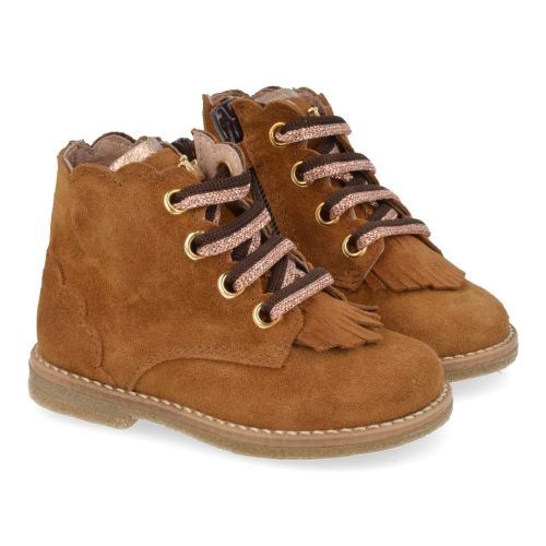 Banaline veterboot cognac Meisjes (veterboots cognac suède - 25222026) - Junior Steps