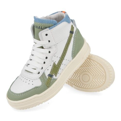 Banaline sneakers wit Jongens ( - wit met kaki basket sneaker24122540) - Junior Steps