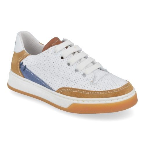 Banaline sneakers wit Jongens ( - witte sneaker met cognac24122545) - Junior Steps