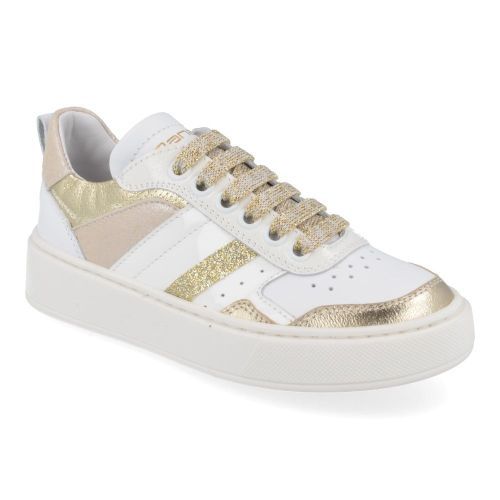 Banaline sneakers wit Meisjes ( - witte sneaker met goud24122010) - Junior Steps