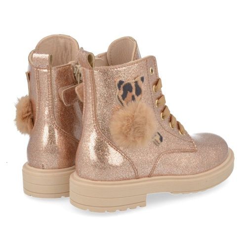 Beberlis veterboot beige Meisjes (Beige lak veterbottine met poes - 24753-A) - Junior Steps