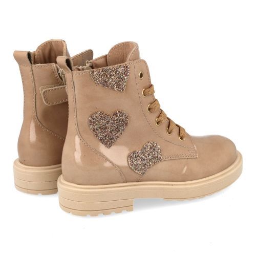 Beberlis veterboot beige Meisjes (beige veterbottine met hartjes - 24756-C) - Junior Steps