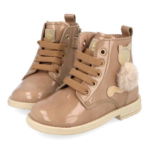Beberlis veterboot beige Meisjes (beige veterbottine met poes - 24778-A) - Junior Steps