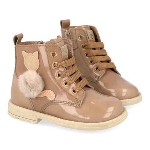Beberlis veterboot beige Meisjes (beige veterbottine met poes - 24778-A) - Junior Steps