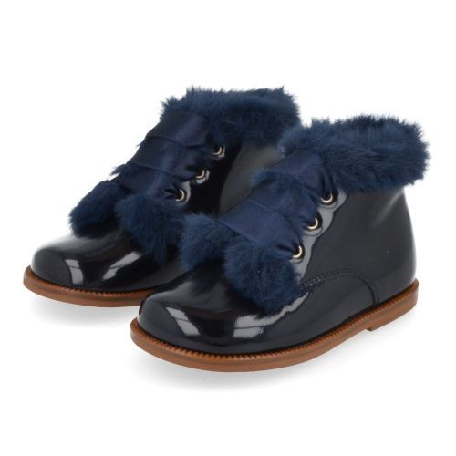 Beberlis sneakers blauw Meisjes ( - blauw veterschoentje met pelsje23542A) - Junior Steps
