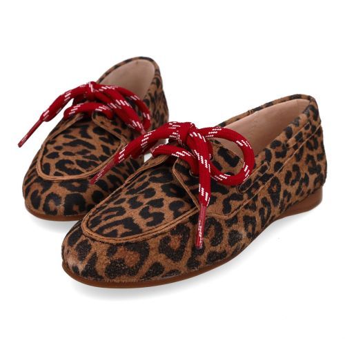 Beberlis veterschoen bruin Meisjes (boat loafers leopard suéde  - 25542-H) - Junior Steps