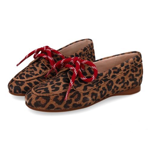 Beberlis veterschoen bruin Meisjes (boat loafers leopard suéde  - 25542-H) - Junior Steps