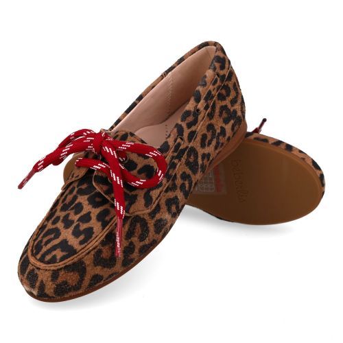 Beberlis veterschoen bruin Meisjes (boat loafers leopard suéde  - 25542-H) - Junior Steps