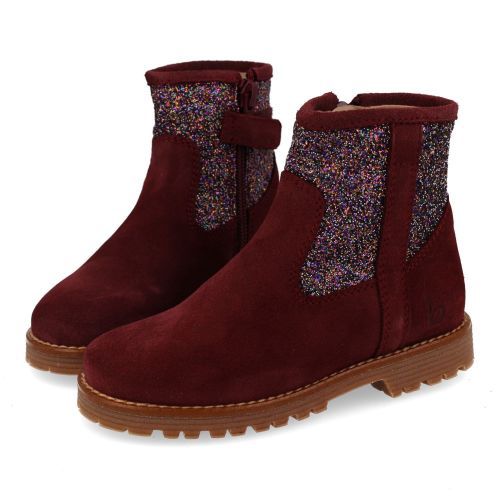 Beberlis laarzen kort bordeaux Meisjes (Bordeaux kortlaarsje met glitter - 25651-A) - Junior Steps