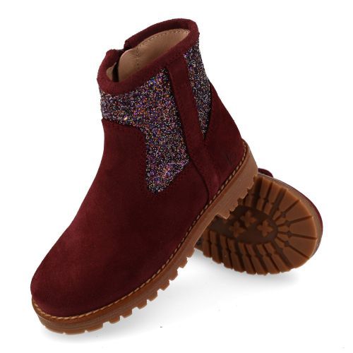 Beberlis laarzen kort bordeaux Meisjes (Bordeaux kortlaarsje met glitter - 25651-A) - Junior Steps