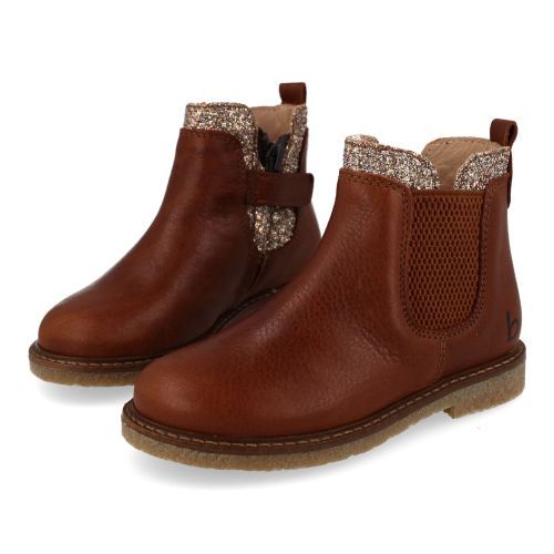 Beberlis laarzen kort cognac Meisjes (Cognac kortlaarsje met glitter - 25656-B) - Junior Steps