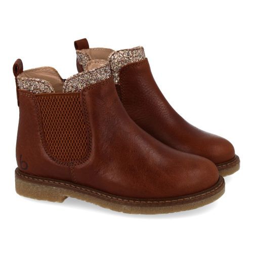 Beberlis laarzen kort cognac Meisjes (Cognac kortlaarsje met glitter - 25656-B) - Junior Steps