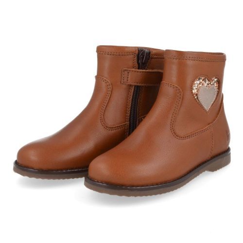 Beberlis laarzen kort cognac Meisjes (cognac kortlaarsje met hartje - 24239-B) - Junior Steps