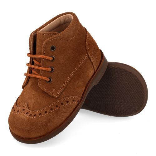 Beberlis veterschoen cognac  (cognac veterschoentje  - 23550-A) - Junior Steps