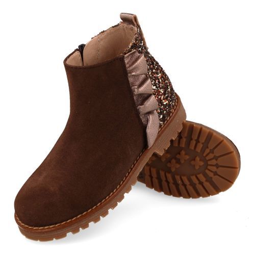 Beberlis laarzen kort donkerbruin Meisjes (Donker bruin kortlaarsje met glitter - 25649-B) - Junior Steps