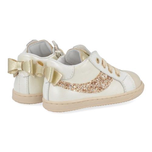 Beberlis sneakers ecru Meisjes ( - ecru goud sneakertje met strik24479) - Junior Steps