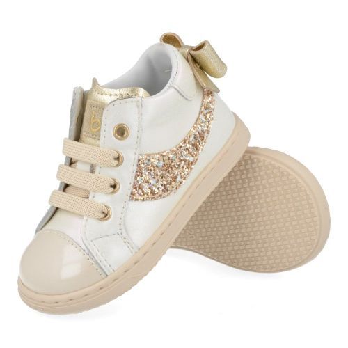 Beberlis sneakers ecru Meisjes ( - ecru goud sneakertje met strik24479) - Junior Steps