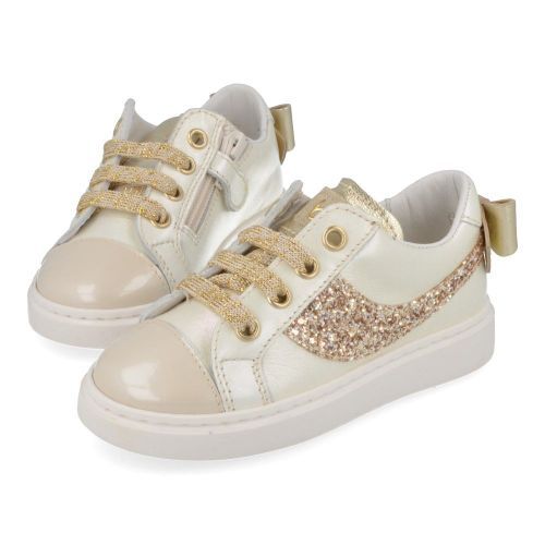 Beberlis sneakers ecru Meisjes ( - ecru sneaker met glitter24494-A) - Junior Steps