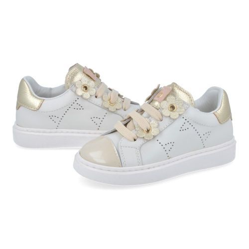 Beberlis sneakers ecru Meisjes (ecru sneaker met glitter - 25153) - Junior Steps