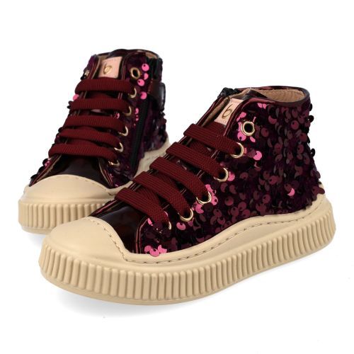 Beberlis sneakers bordeaux Meisjes (Pailletten Bordeaux sneaker met bescherm - 24783-B) - Junior Steps