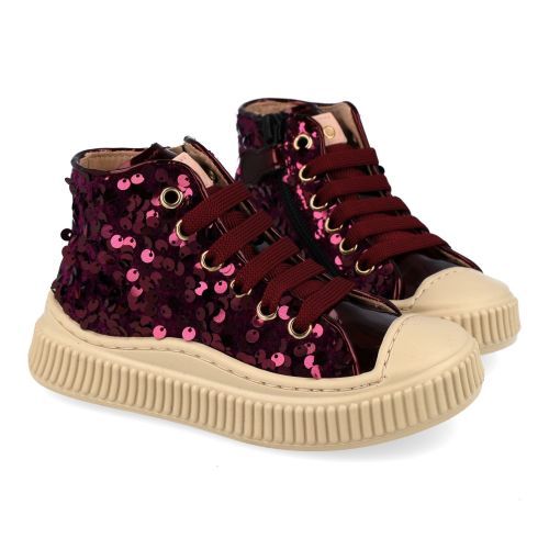 Beberlis sneakers bordeaux Meisjes (Pailletten Bordeaux sneaker met bescherm - 24783-B) - Junior Steps