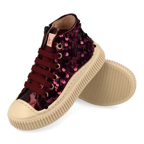 Beberlis sneakers bordeaux Meisjes (Pailletten Bordeaux sneaker met bescherm - 24783-B) - Junior Steps