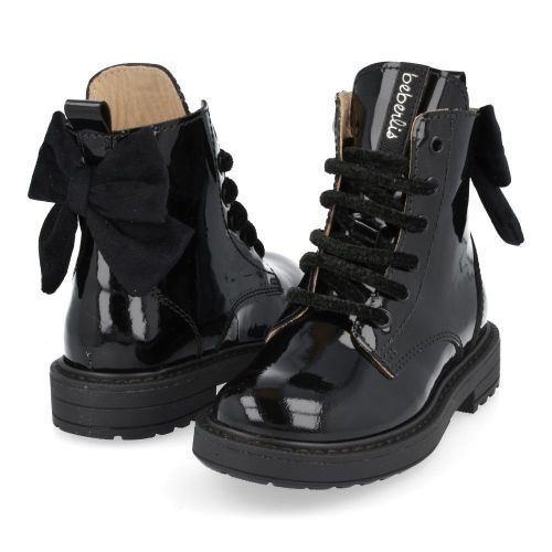 Beberlis veterboot Zwart Meisjes (zwarte veterbottine met strikje - 24752) - Junior Steps