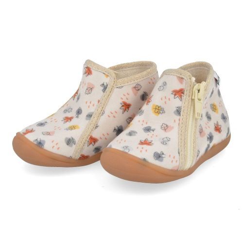 Bellamy Pantoffels grijs  ( - beige pantoffel met blaadjes715007) - Junior Steps