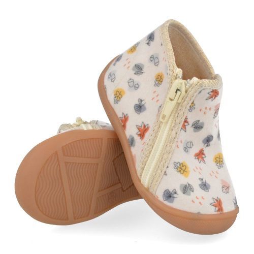 Bellamy Pantoffels grijs  ( - beige pantoffel met blaadjes715007) - Junior Steps