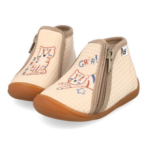 Bellamy Pantoffels beige  (beige pantoffel met een poes - 34-768 paul 001) - Junior Steps