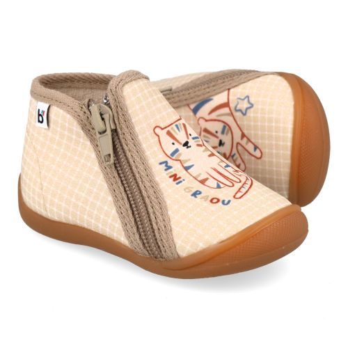 Bellamy Pantoffels beige  (beige pantoffel met een poes - 34-768 paul 001) - Junior Steps