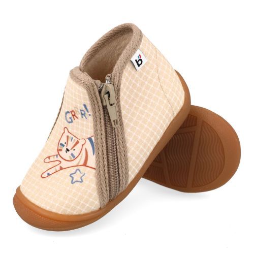 Bellamy Pantoffels beige  (beige pantoffel met een poes - 34-768 paul 001) - Junior Steps
