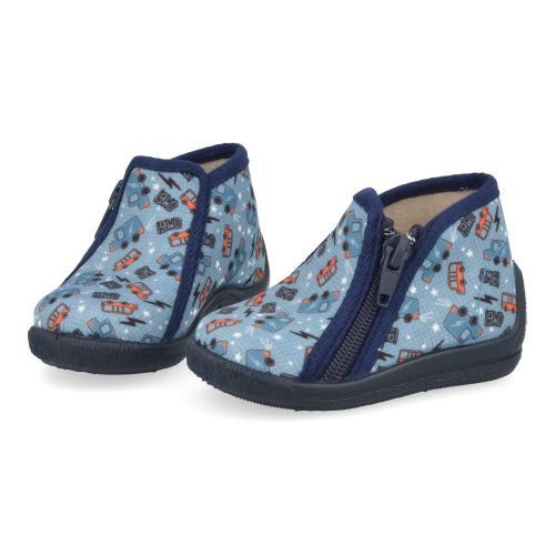 Bellamy Pantoffels blauw  (blauw pantoffel bus print - 778002) - Junior Steps