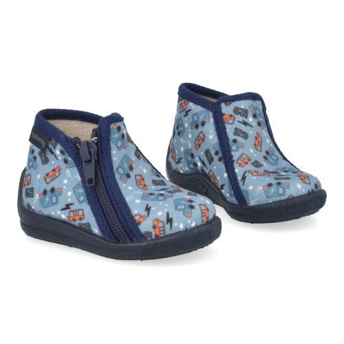 Bellamy Pantoffels blauw  (blauw pantoffel bus print - 778002) - Junior Steps
