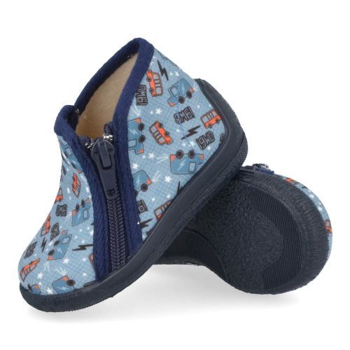 Bellamy Pantoffels blauw  (blauw pantoffel bus print - 778002) - Junior Steps