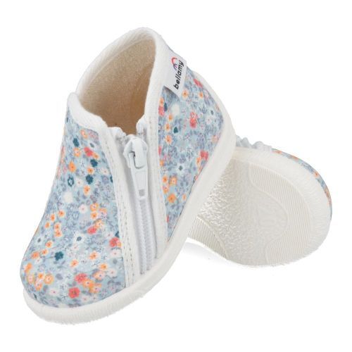 Bellamy Pantoffels blauw Meisjes ( - blauwe pantoffel met bloemetjes725003) - Junior Steps