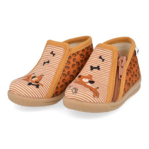 Bellamy Pantoffels cognac  ( - cognac pantoffel met hondje778002) - Junior Steps