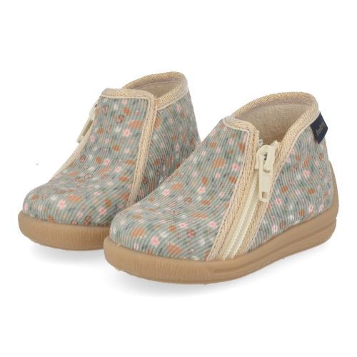 Bellamy Pantoffels taupe Meisjes (Taupe pantoffel met bloementjes - 725006) - Junior Steps