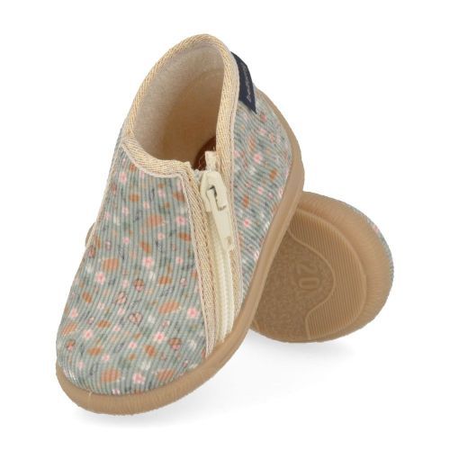 Bellamy Pantoffels taupe Meisjes (Taupe pantoffel met bloementjes - 725006) - Junior Steps