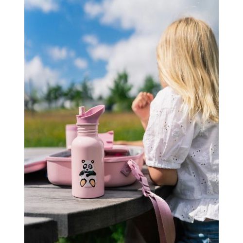 Carl oscar drinkbus roze  ( - Waterfles 0.5literSteelish roze-panda) - Junior Steps