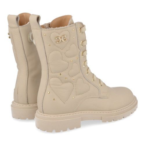 Cherie veterbottine beige Meisjes ( - beige veterbottine met hartjes2374) - Junior Steps