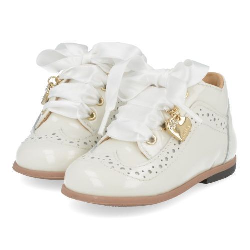 Cherie sneakers ecru Meisjes ( - ecru lak veterschoentje 0175/05) - Junior Steps